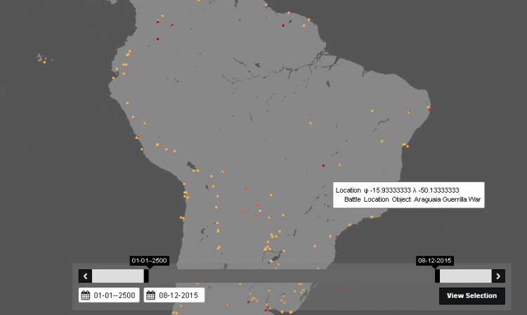 Mapa compilando batalhas travadas no Brasil. Crédito Reprodução