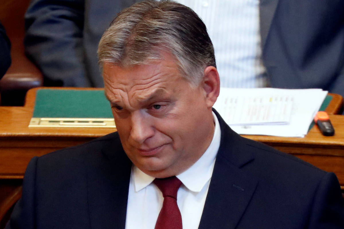 O primeiro-ministro húngaro, Viktor Orbán, durante senssão no Parlamento de Budapeste, em 17 de setembro de 2018